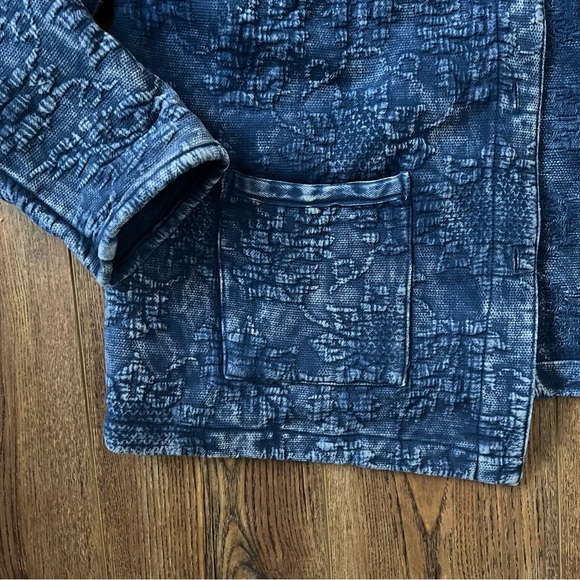 FINAL SALE Vintage Quilted Blue 100% Laundered Cotton Jacket - Picture 4 of 8